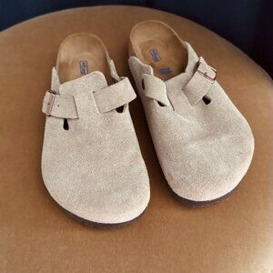 Brand new Birkenstock suede Boston clogs size 38